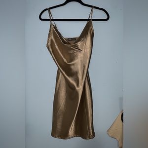 Gold Satin Mini Dress ⭐️